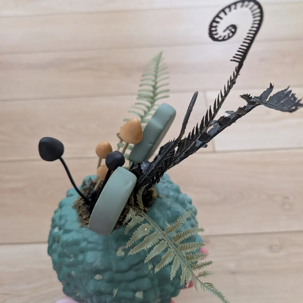 Green Halloween Pumpkin Planter with Mushrooms From Target Hyde And Eek